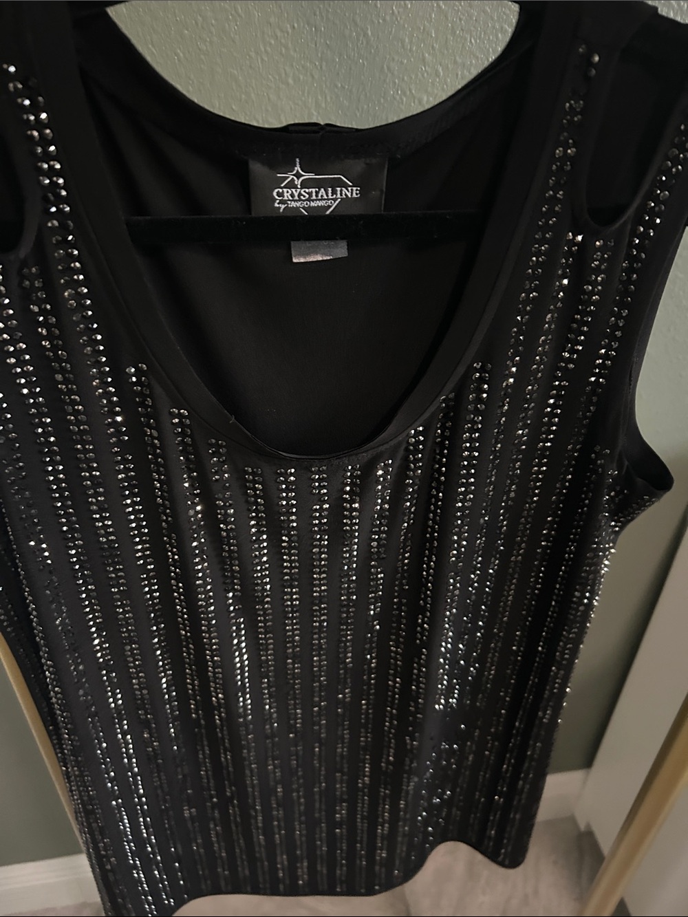 Crystalline Black Embellished Tank Top